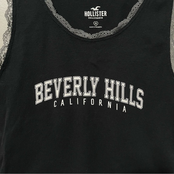 Hollister Lace Trim Crop Tank Top Beverly Hills California - Picture 5 of 8
